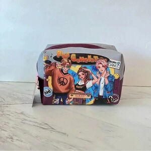 Nikky By Nicole Lee Cosmetic Pouch Bag Pop Generation Gray/Burgundy